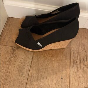 Toms Black Wedge Shoes